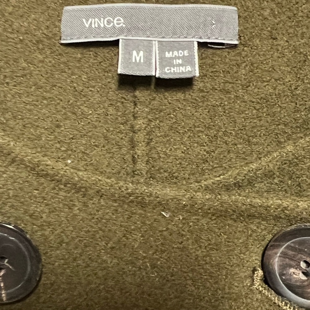 Vince Olive Double Breasted  Lightweight Spring Wool Trench Coat Sz M - Picture 5 of 5